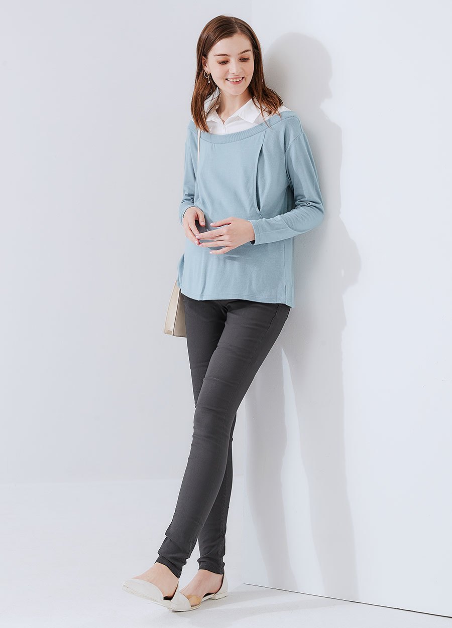 內磨毛彈力多色孕婦褲