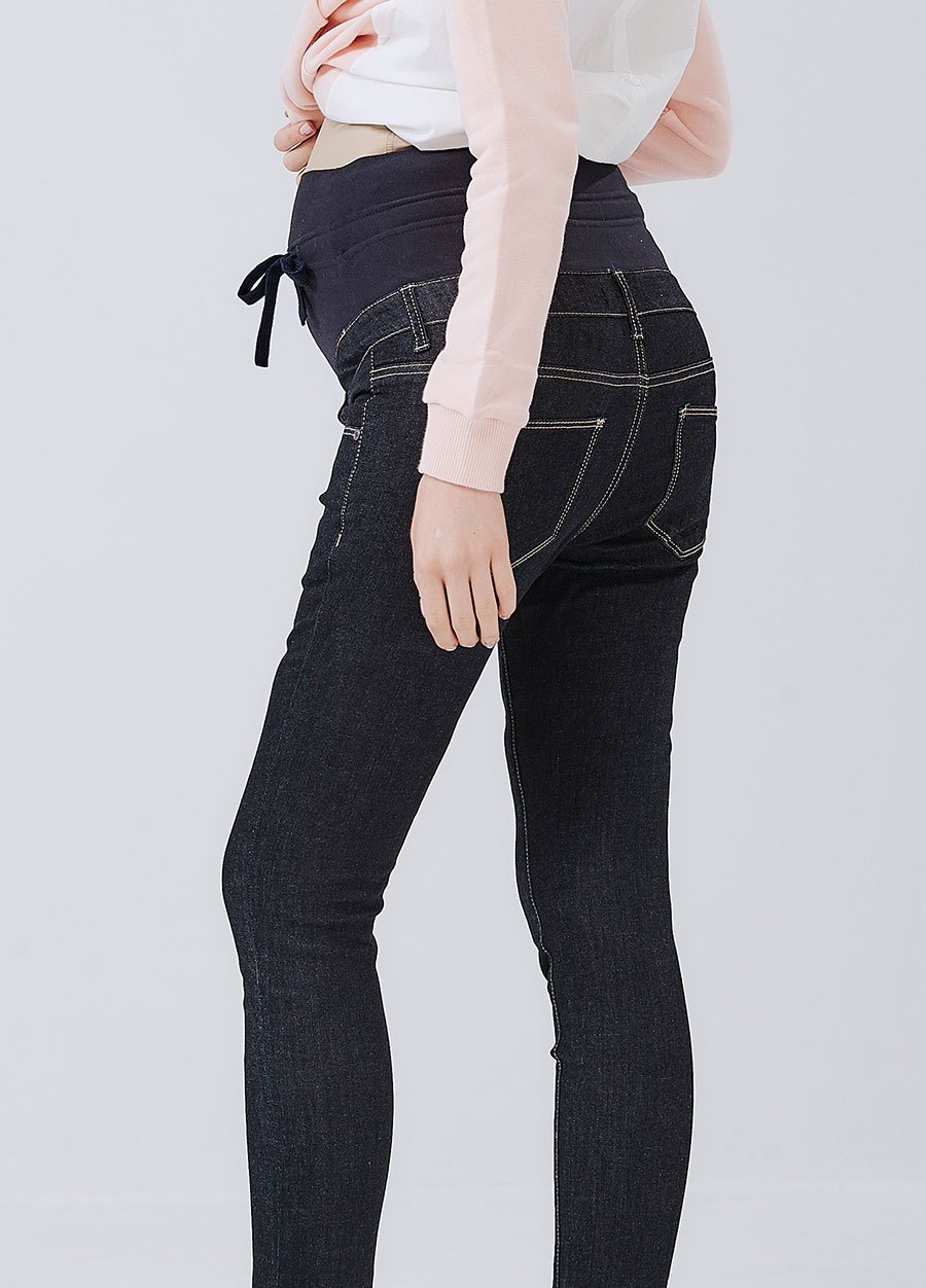 孕期彈力修身牛仔褲