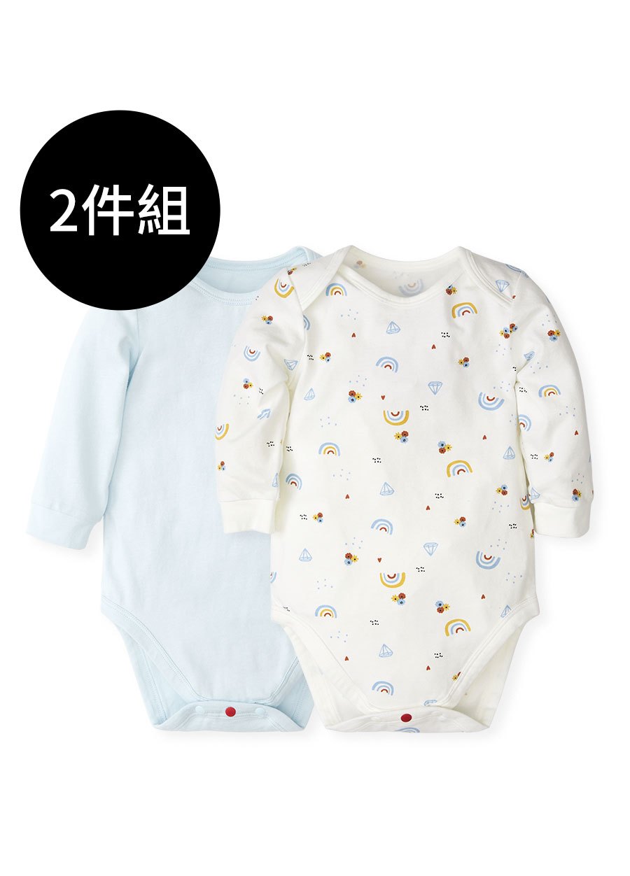 BABY Q彈棉質長袖包屁衣(2入)-彩虹