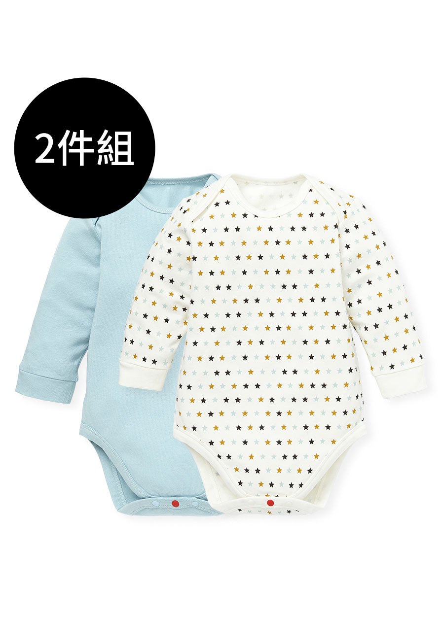 BABY Q彈棉質長袖包屁衣(2入)-星星