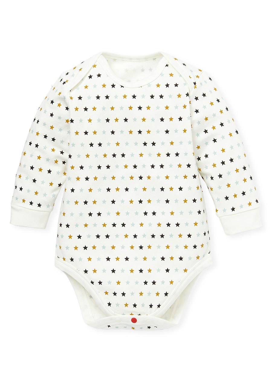BABY Q彈棉質長袖包屁衣(2入)-星星