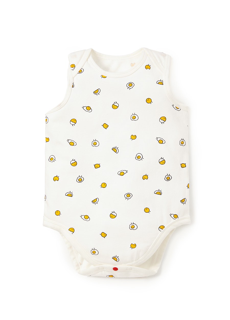 BABY Q彈棉質無袖包屁衣(2入)-蛋黃