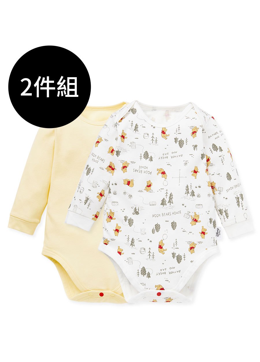 BABY Q彈棉質長袖包屁衣(2入)-森林維尼