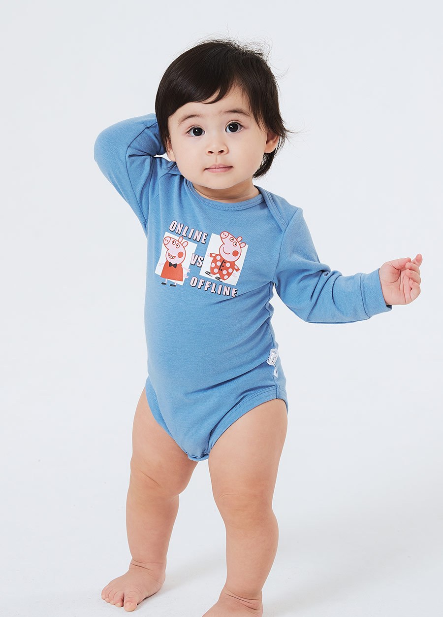 BABY佩佩豬蓄熱保溫長袖包屁衣-睡覺佩佩豬