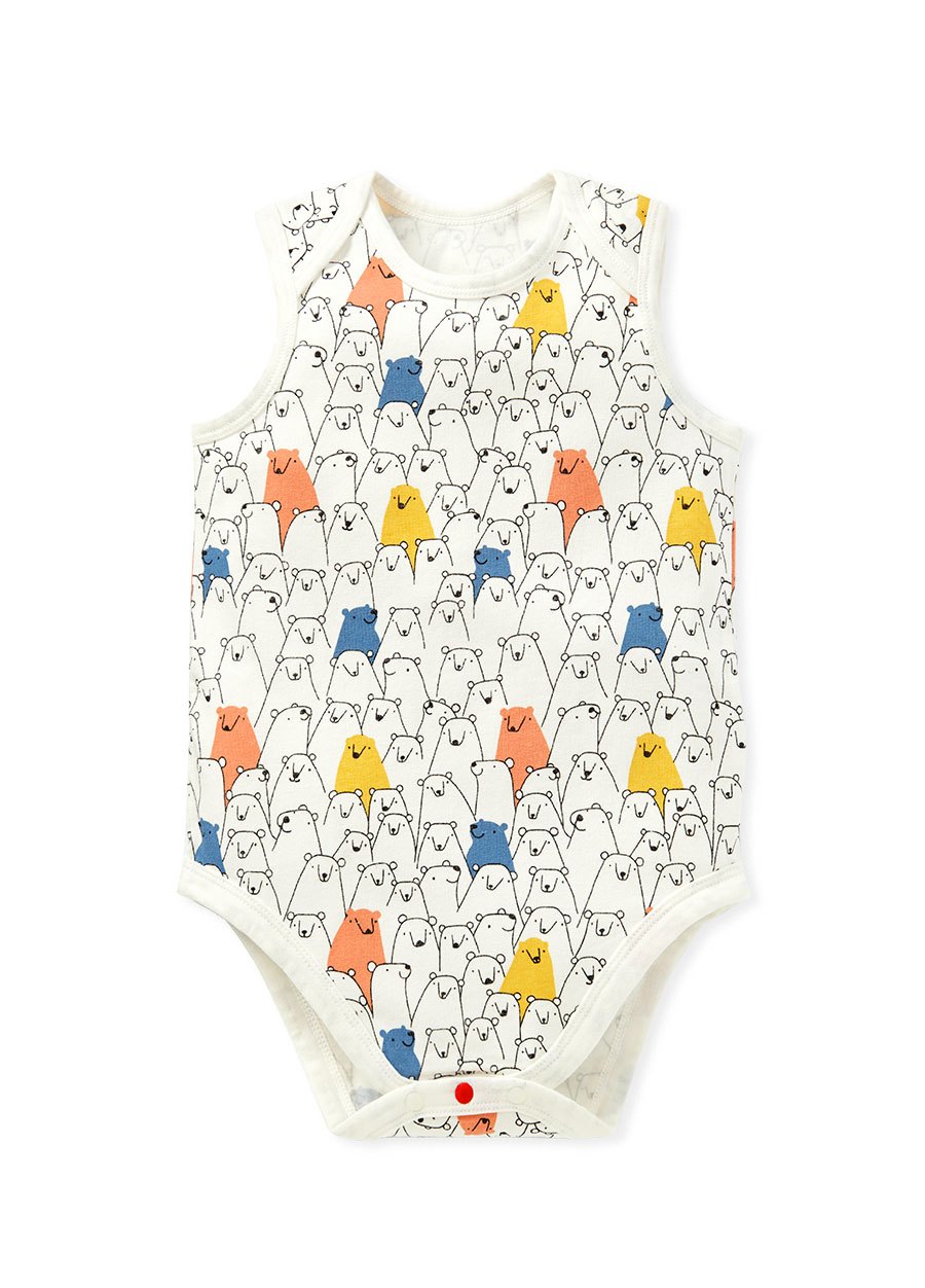 BABY Q彈棉質無袖包屁衣(2入)-線條北極熊