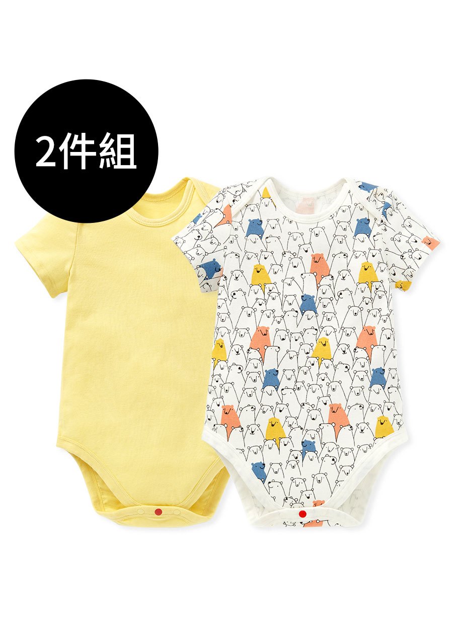 BABY Q彈棉質包屁衣(2入)-線條北極熊