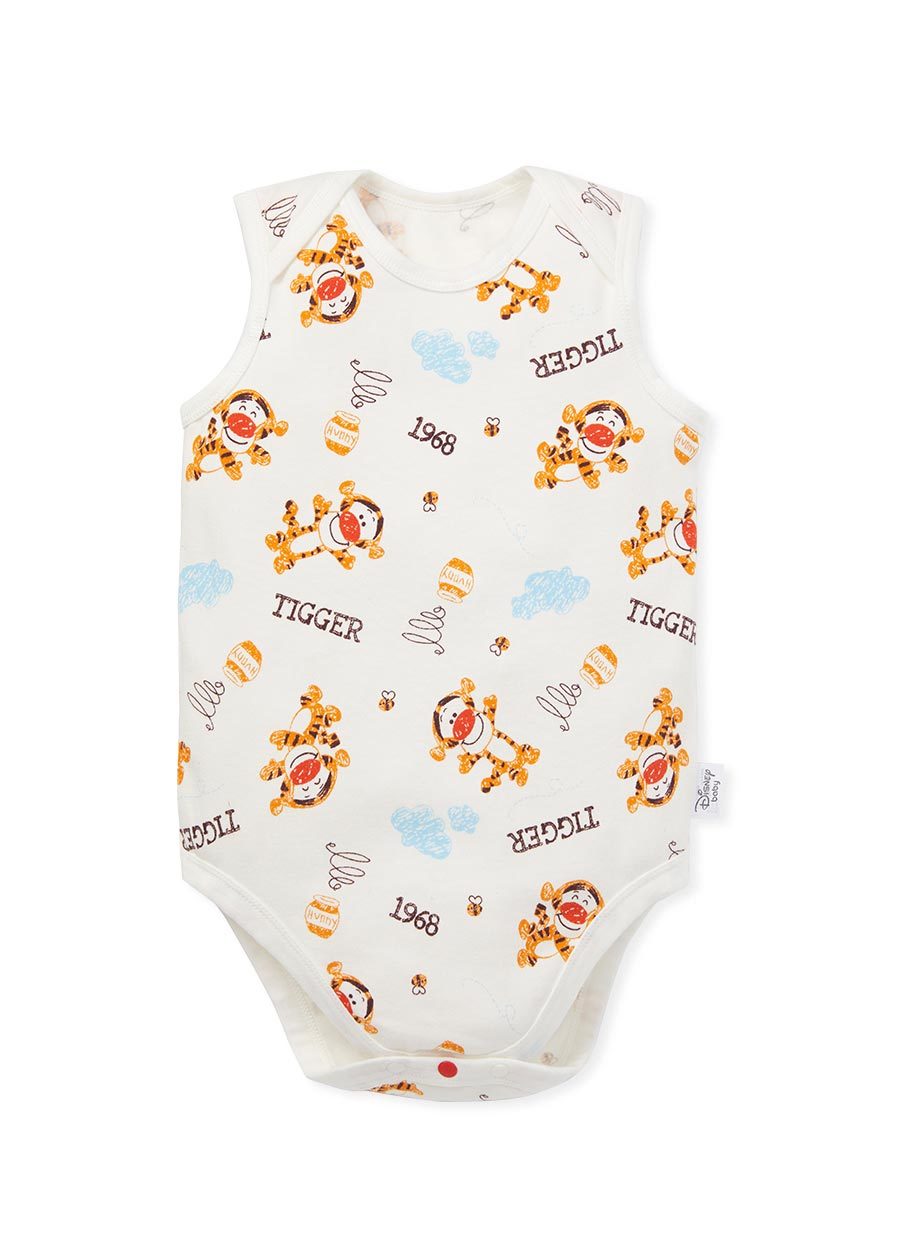 BABY Q彈棉質無袖包屁衣(2入)-跳跳虎