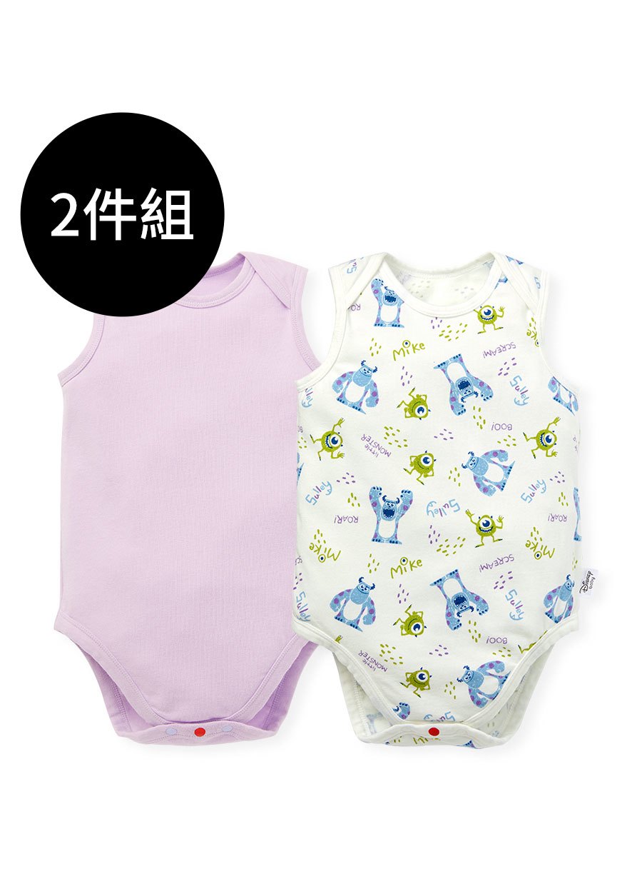 BABY Q彈棉質無袖包屁衣(2入)-怪獸大學