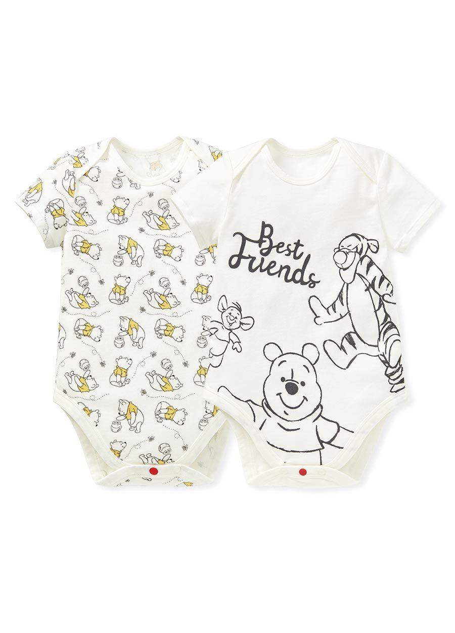 BABY Q彈棉質包屁衣(2入)-蜂蜜維尼