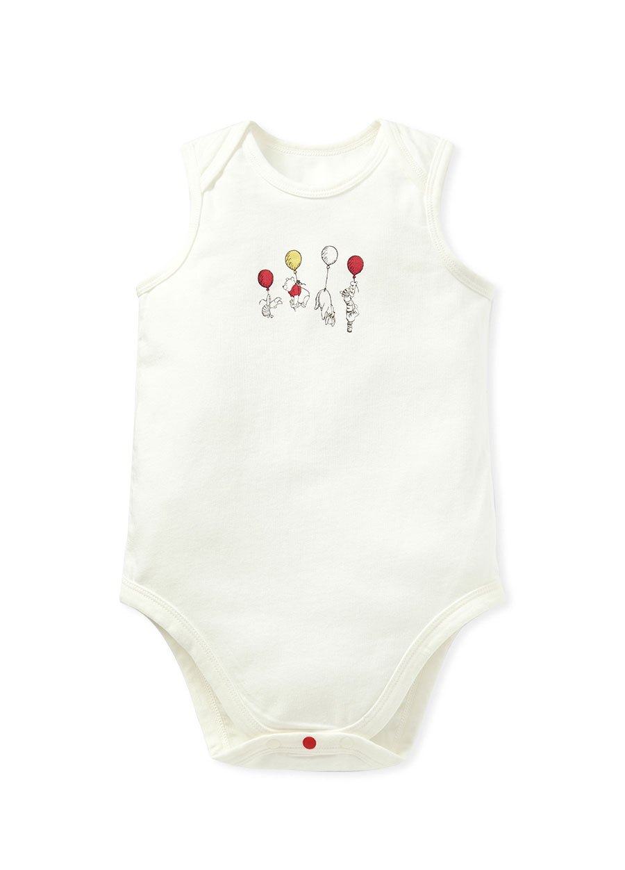 BABY Q彈棉質無袖包屁衣(2入)-氣球維尼