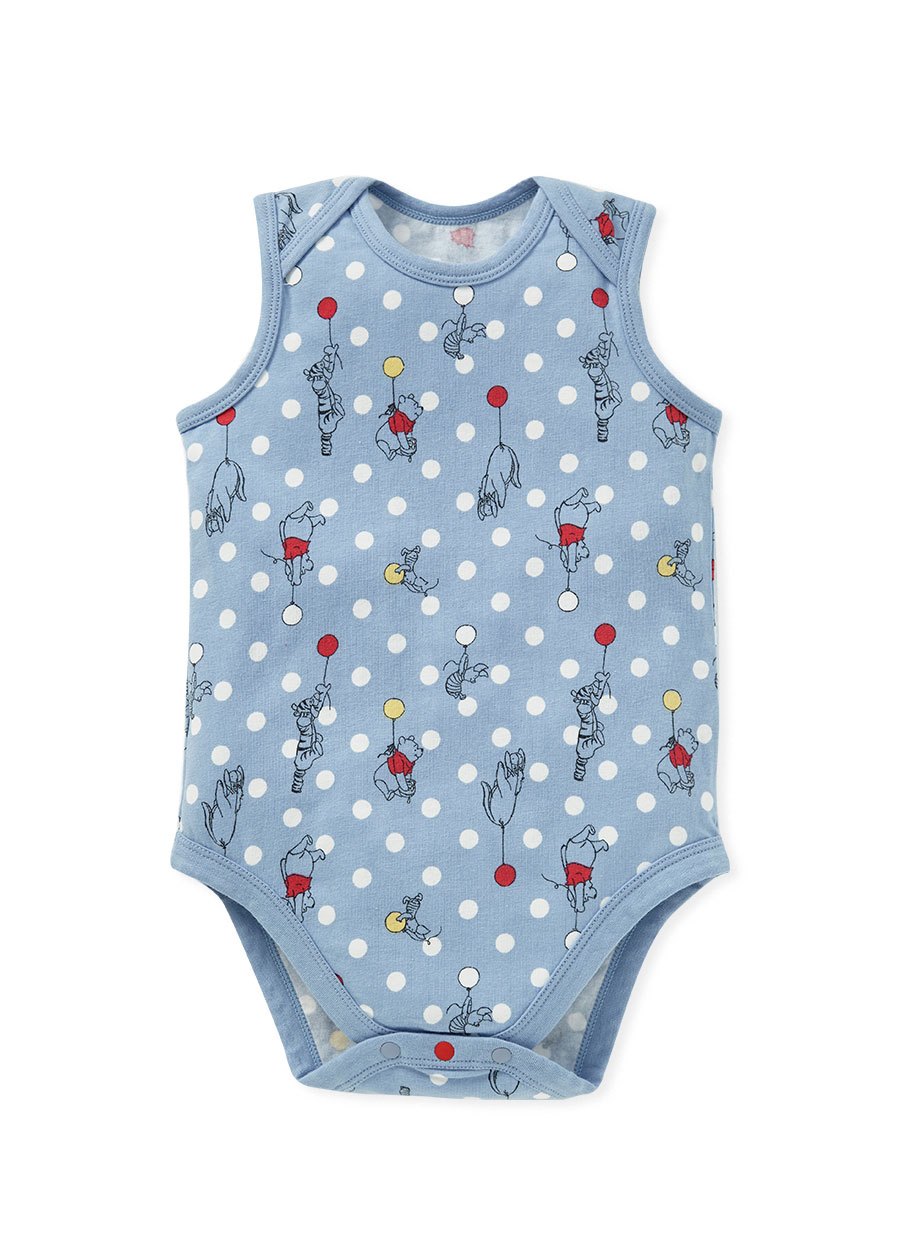 BABY Q彈棉質無袖包屁衣(2入)-氣球維尼
