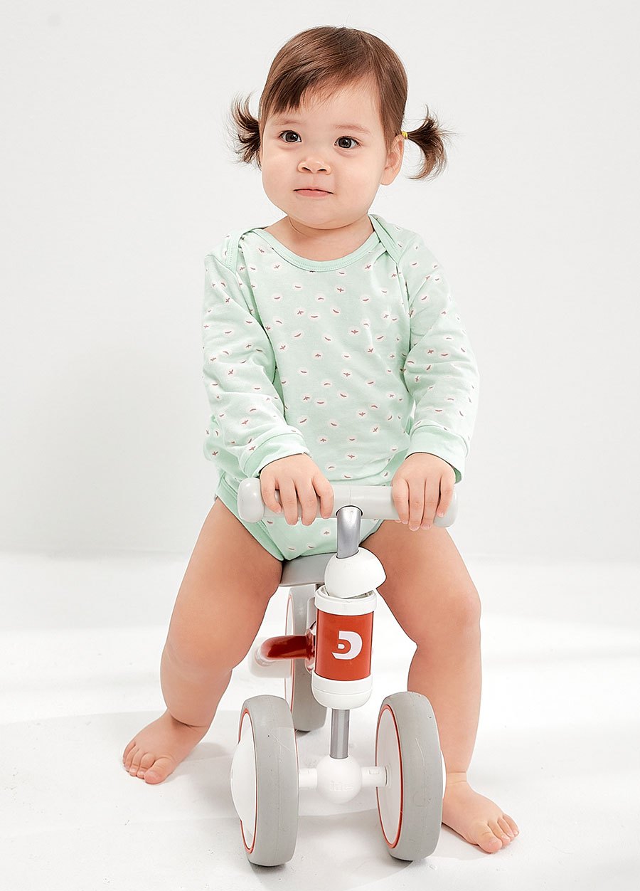 BABY Q彈棉質長袖包屁衣(2入)-薏仁
