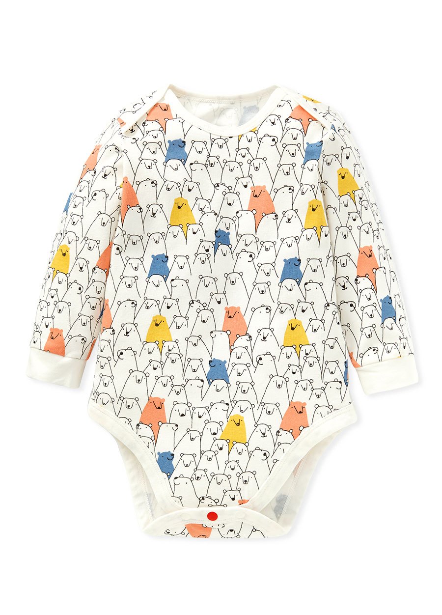 BABY Q彈棉質長袖包屁衣衣(2入)-線條北極熊