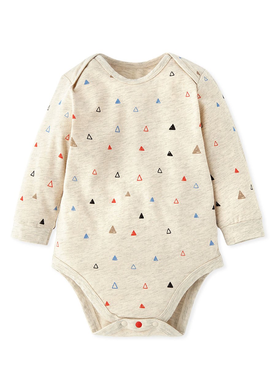 BABY Q彈棉質長袖包屁衣(2入)-塗鴉三角形