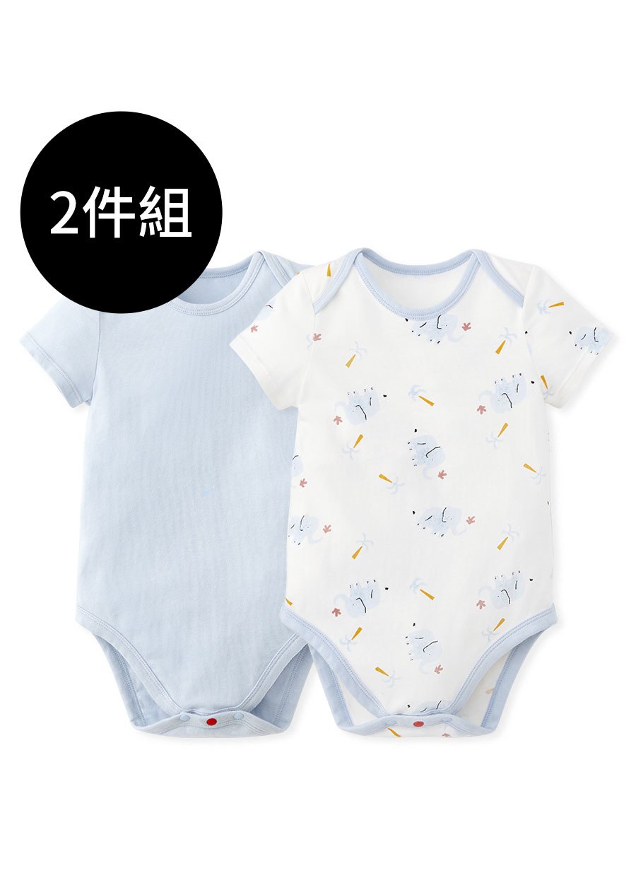 BABY Q彈棉質包屁衣(2入)-大象