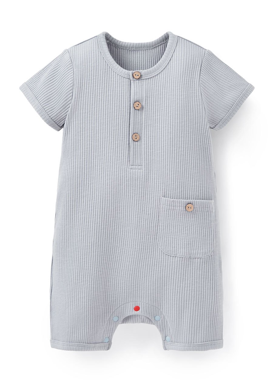 BABY坑條連身包屁衣