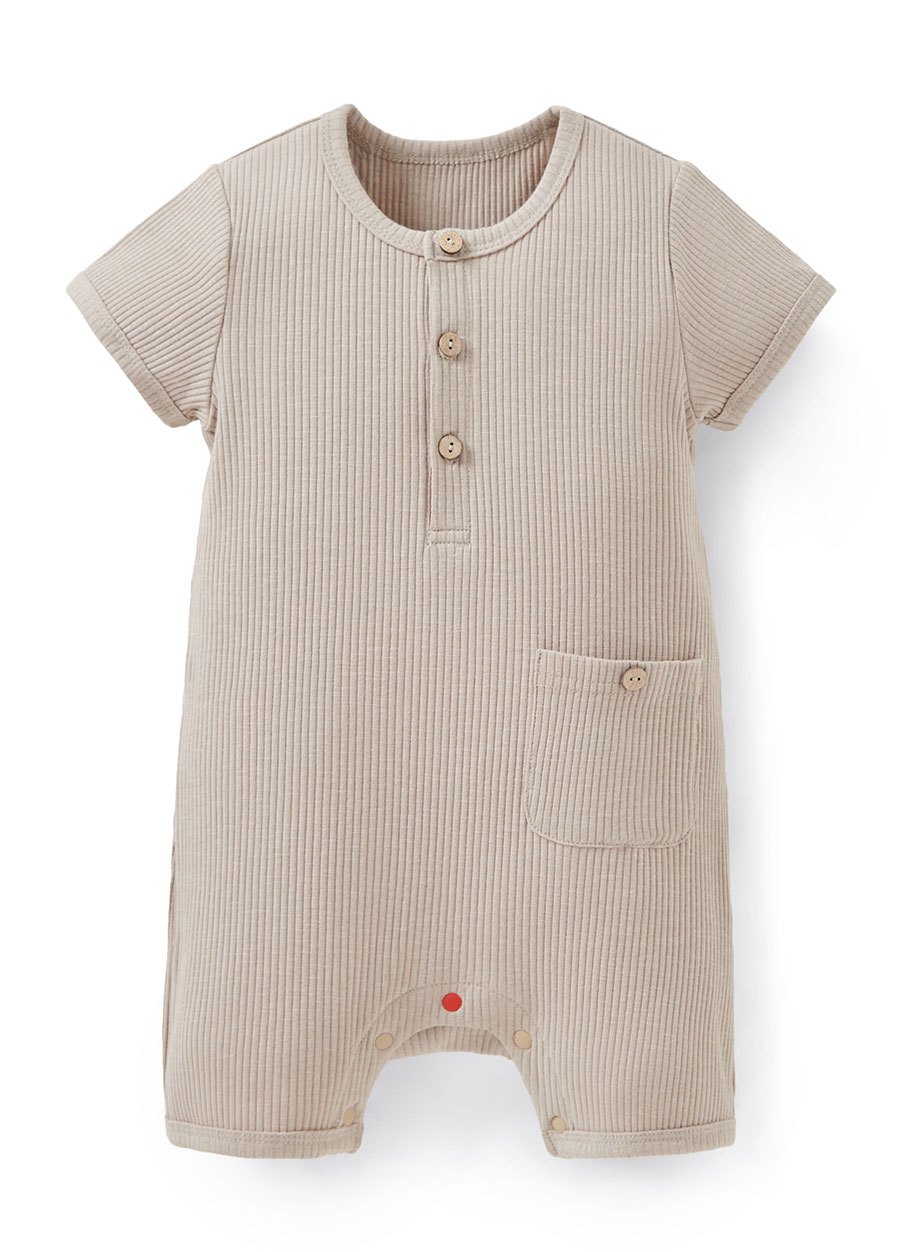 BABY坑條連身包屁衣