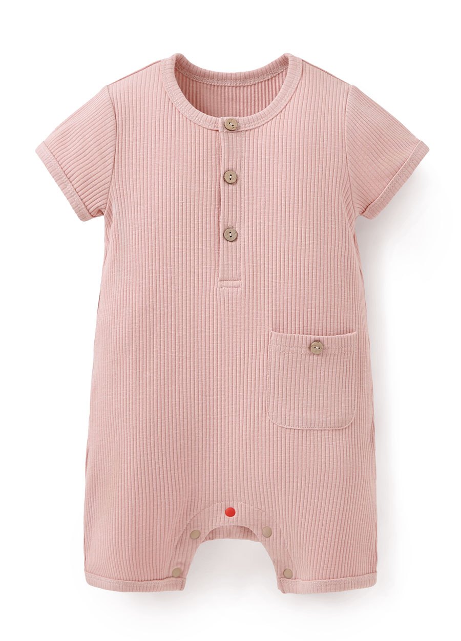 BABY坑條連身包屁衣