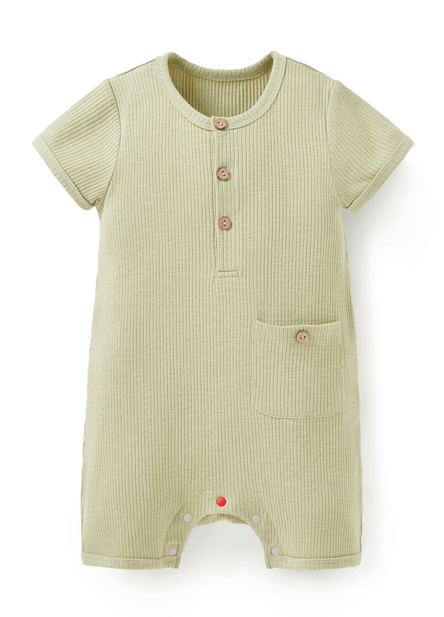 BABY坑條連身包屁衣