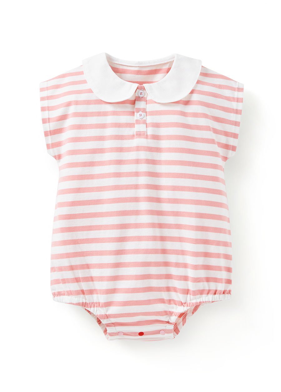 BABY翻領橫紋寬鬆包屁衣