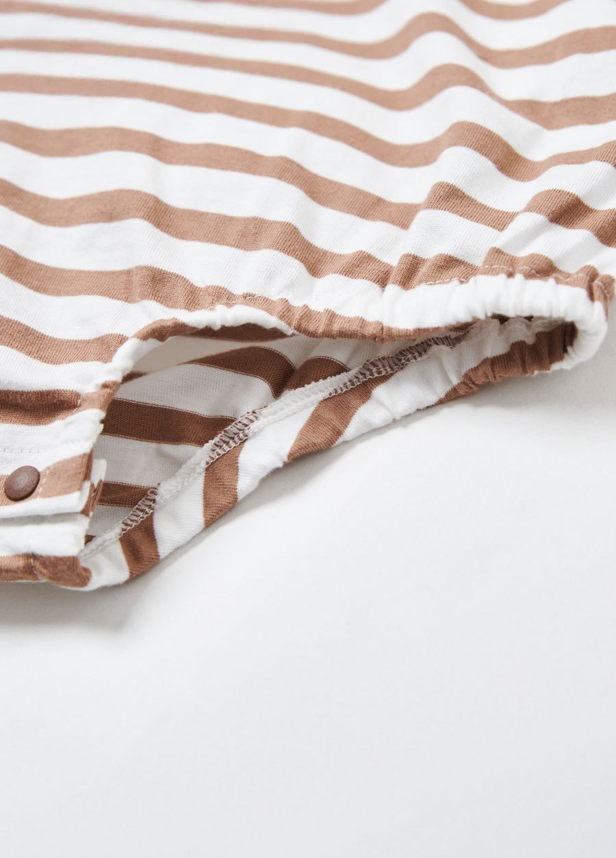 BABY翻領橫紋寬鬆包屁衣