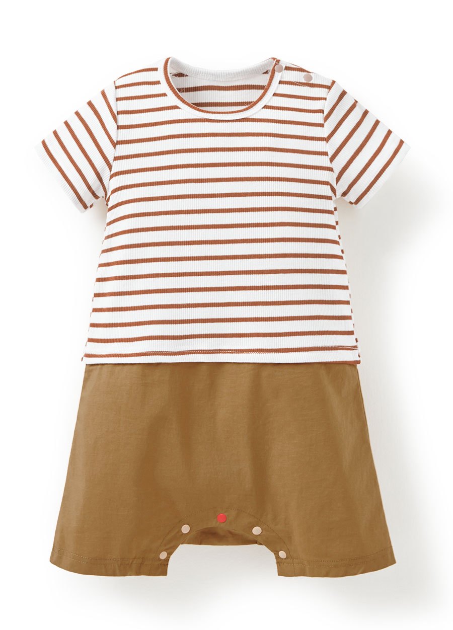 BABY 假兩件剪接連身包屁衣