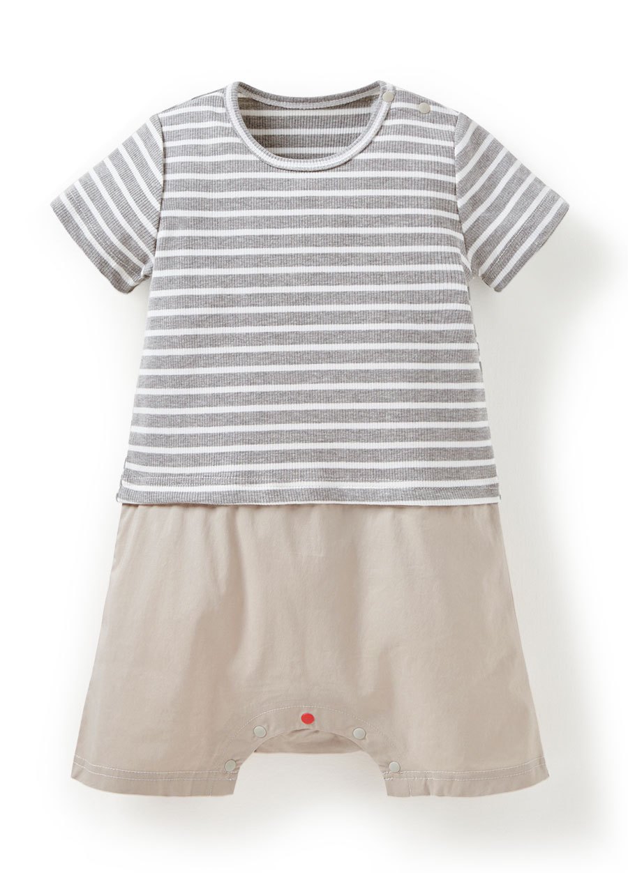 BABY 假兩件剪接連身包屁衣