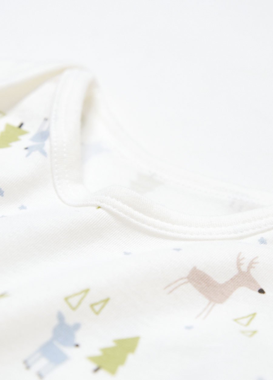 BABY Q彈棉質長袖包屁衣-森林動物