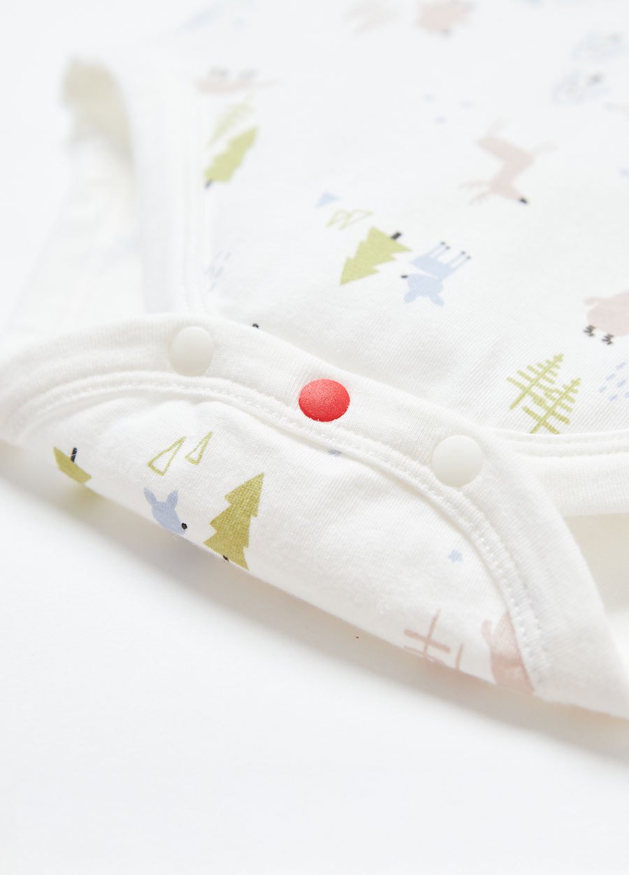 BABY Q彈棉質長袖包屁衣-森林動物