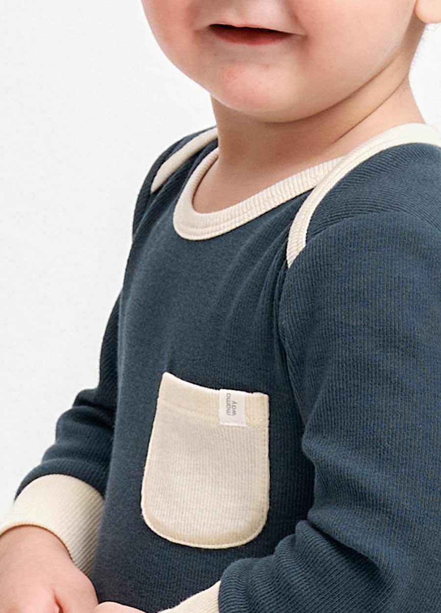 BABY Q彈配色長袖連身衣