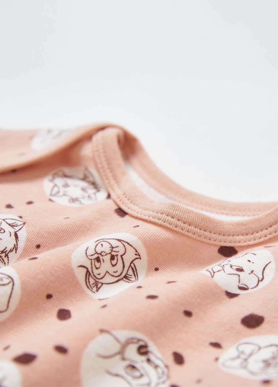 BABY迪士尼Q彈棉質長袖包屁衣-點點貓狗