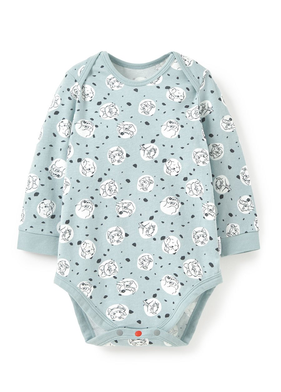 BABY迪士尼Q彈棉質長袖包屁衣-點點貓狗