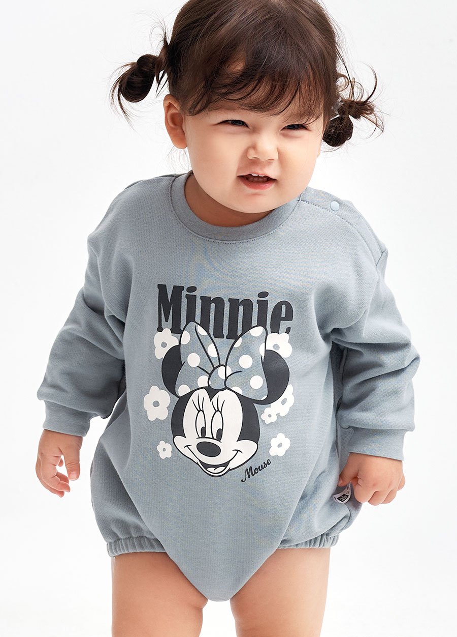 BABY迪士尼毛圈寬鬆包屁衣-花朵米妮