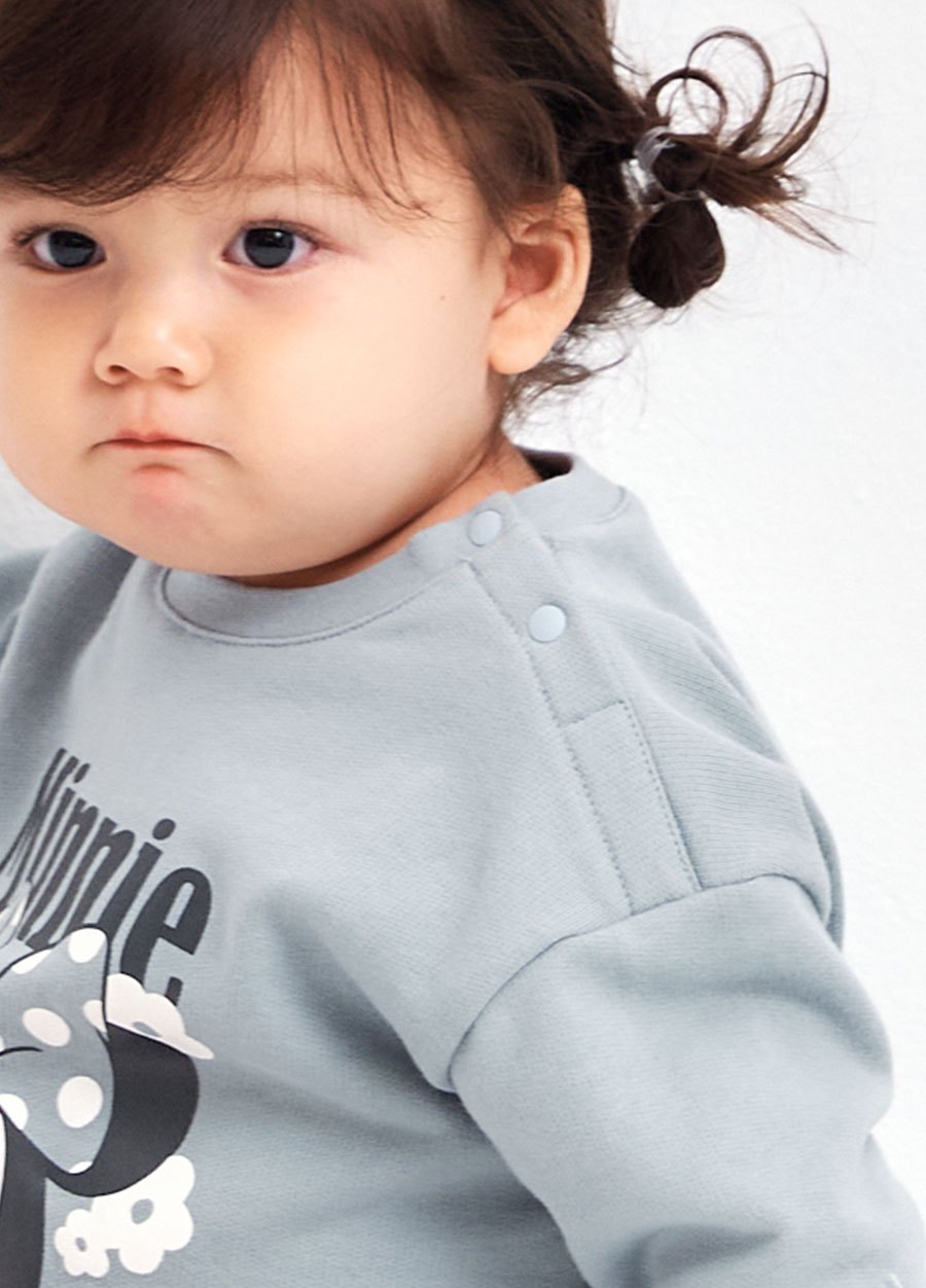 BABY迪士尼毛圈寬鬆包屁衣-花朵米妮