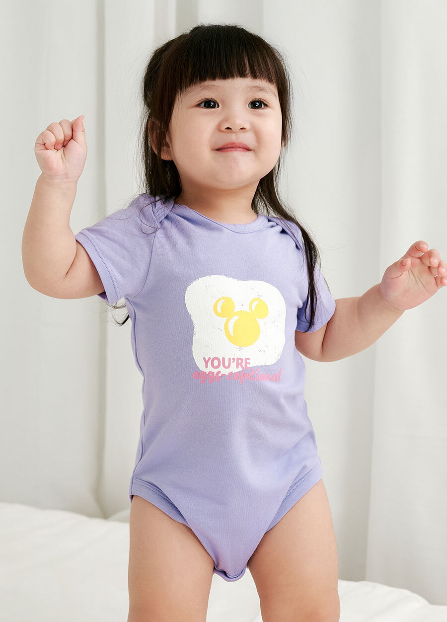 BABY迪士尼Q彈棉質包屁衣-蛋黃米奇