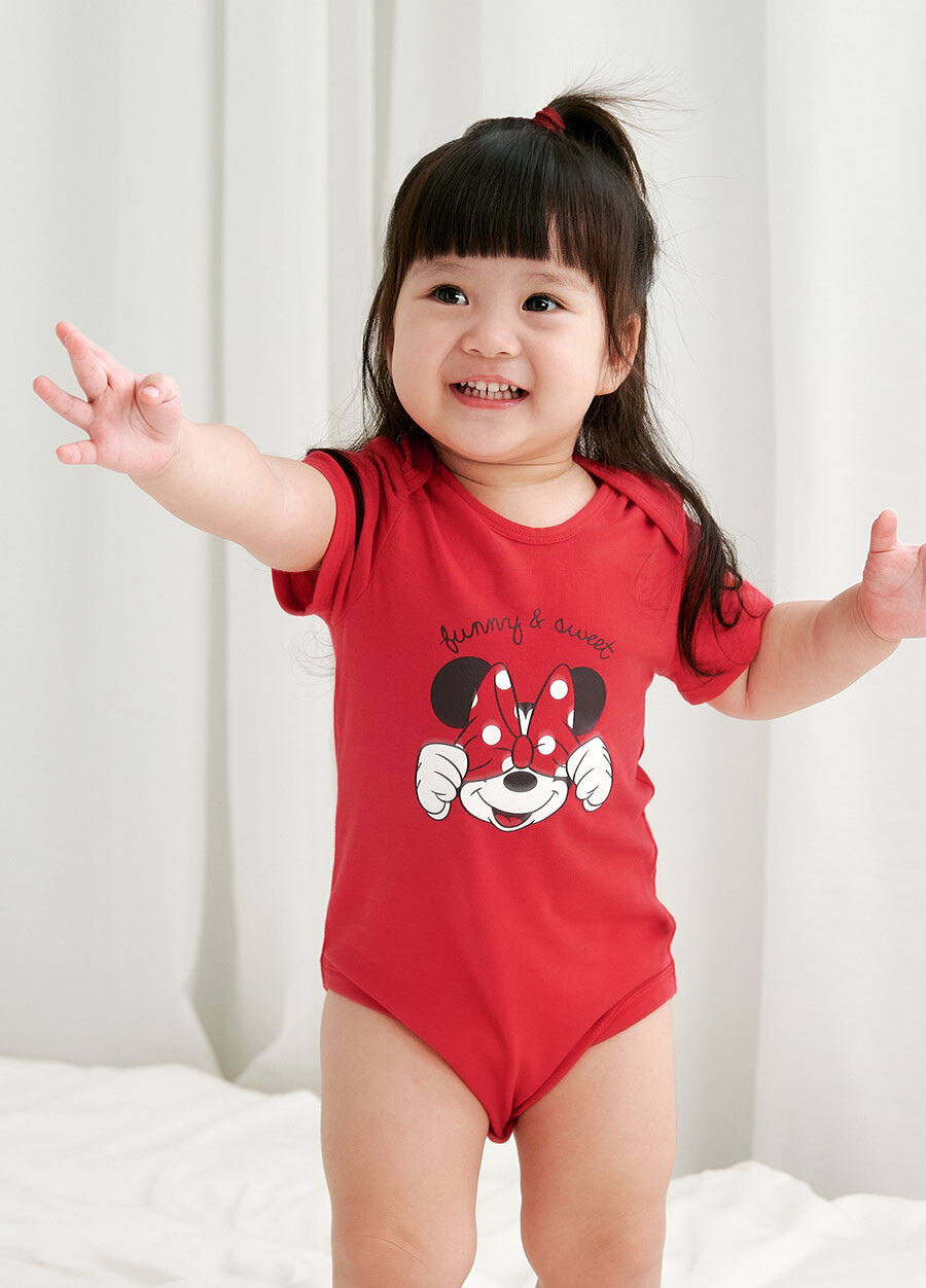 BABY迪士尼Q彈棉質包屁衣-遮眼米妮