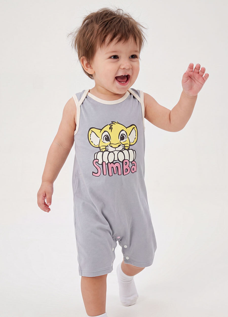 BABY 迪士尼Q彈無袖連身包屁衣-獅子王