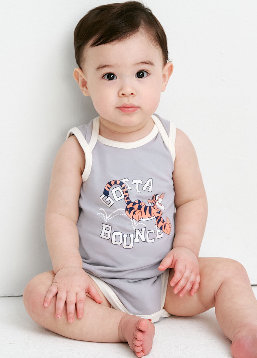 BABY 迪士尼Q彈棉質無袖包屁衣-跳跳虎