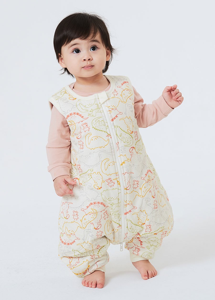 抗菌防踢被(秋冬款0-24M)拉鍊款-恐龍佩佩豬