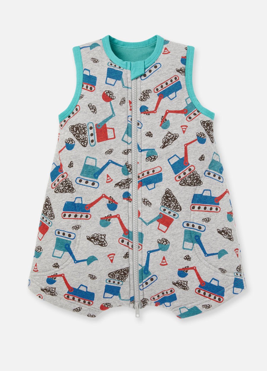 抗菌防踢被(薄款0-24M)拉鍊款-挖土機