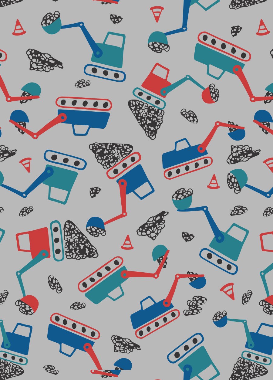 抗菌防踢被(薄款0-24M)拉鍊款-挖土機