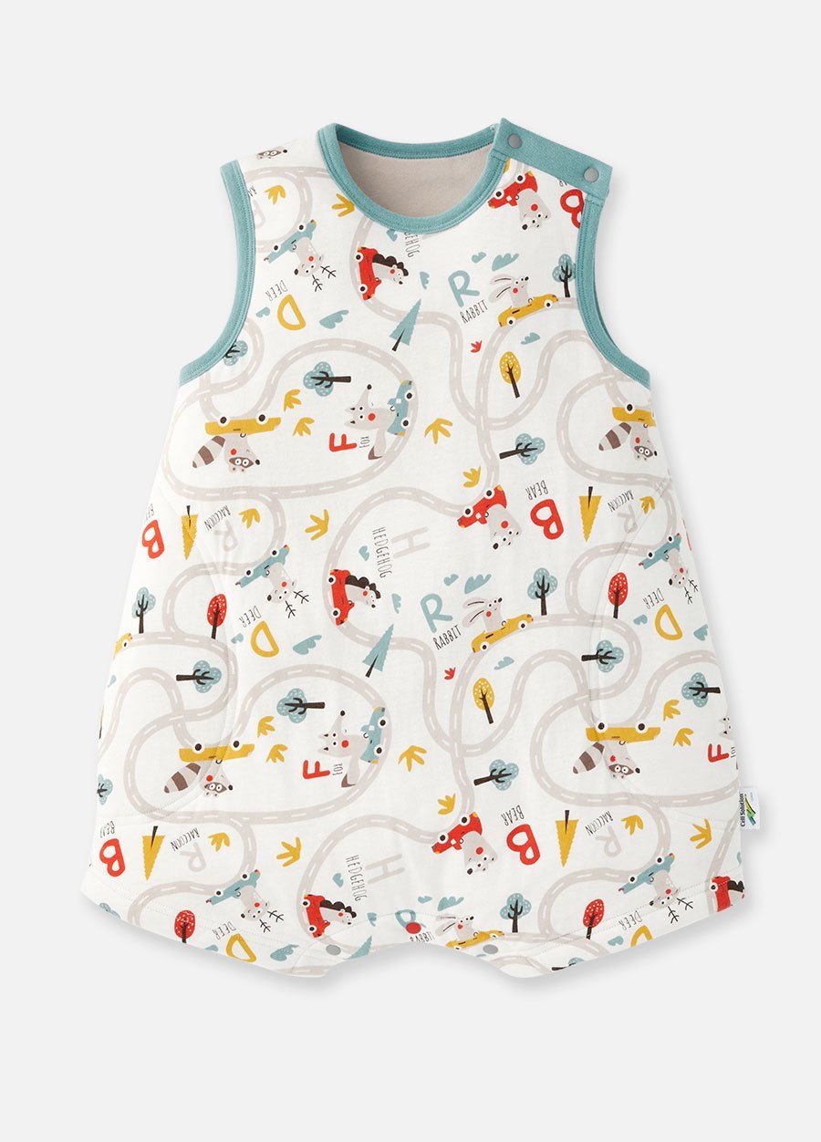 抗菌防踢被(薄款0-24M)釦子款-森林碰碰車