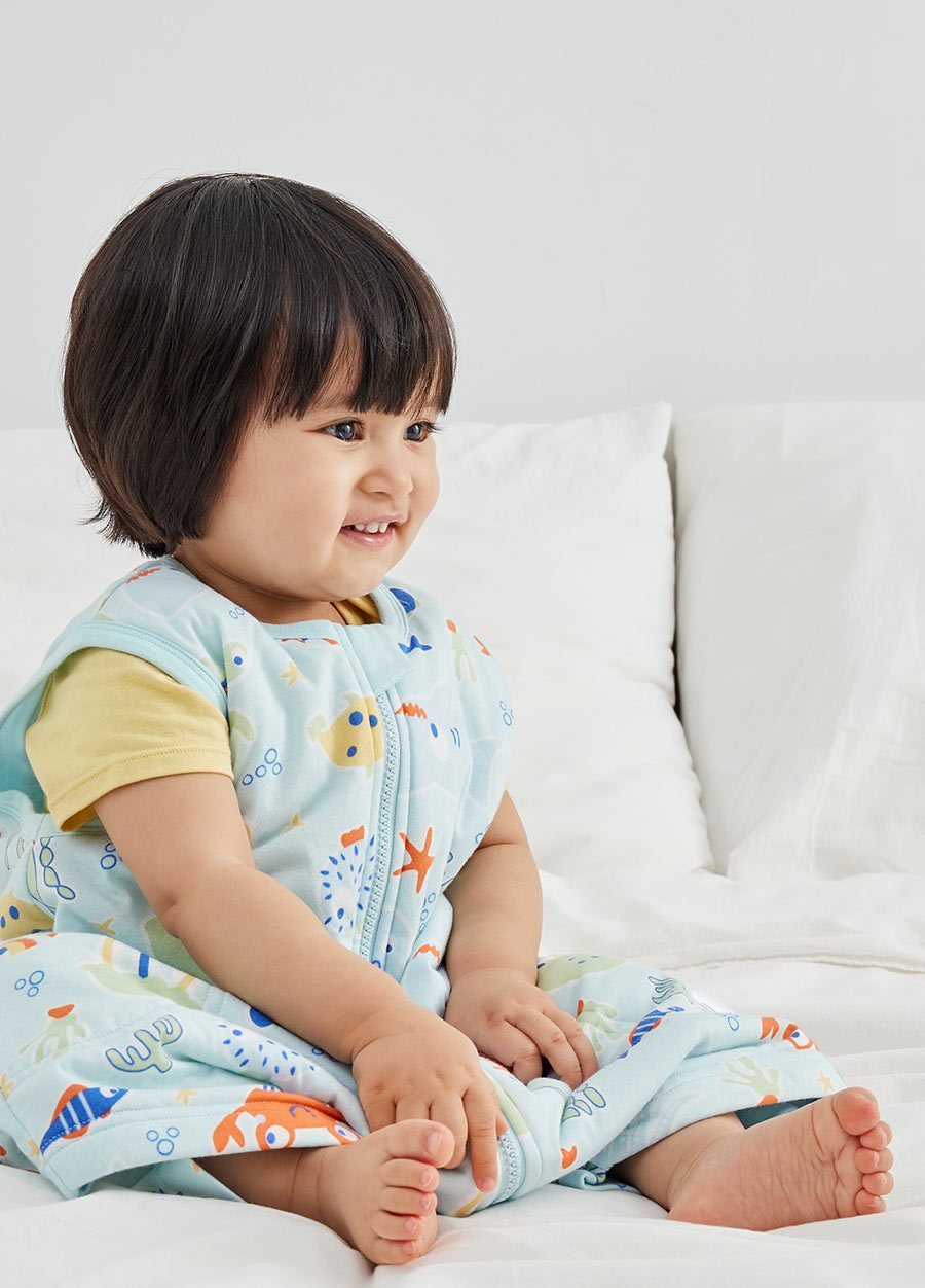 抗菌防踢被(薄款0-24M)拉鍊款-海洋生物