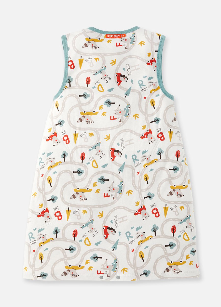 抗菌防踢被(薄款3Y)拉鍊款-森林碰碰車