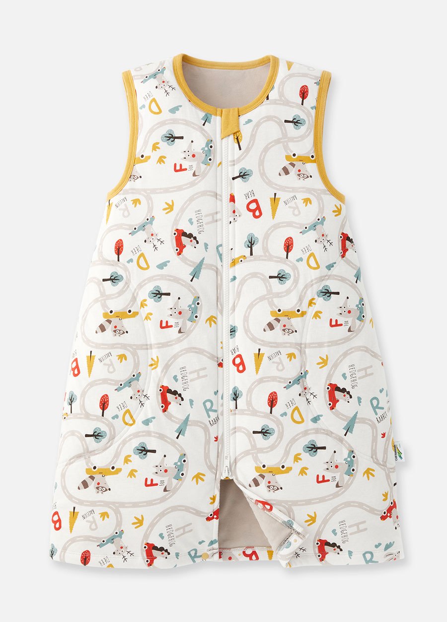 抗菌防踢被(薄款3Y)拉鍊款-森林碰碰車