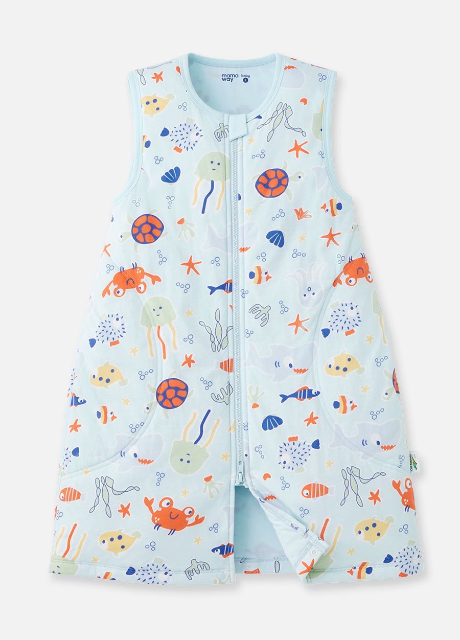 抗菌防踢被(薄款3Y)拉鍊款-海洋生物