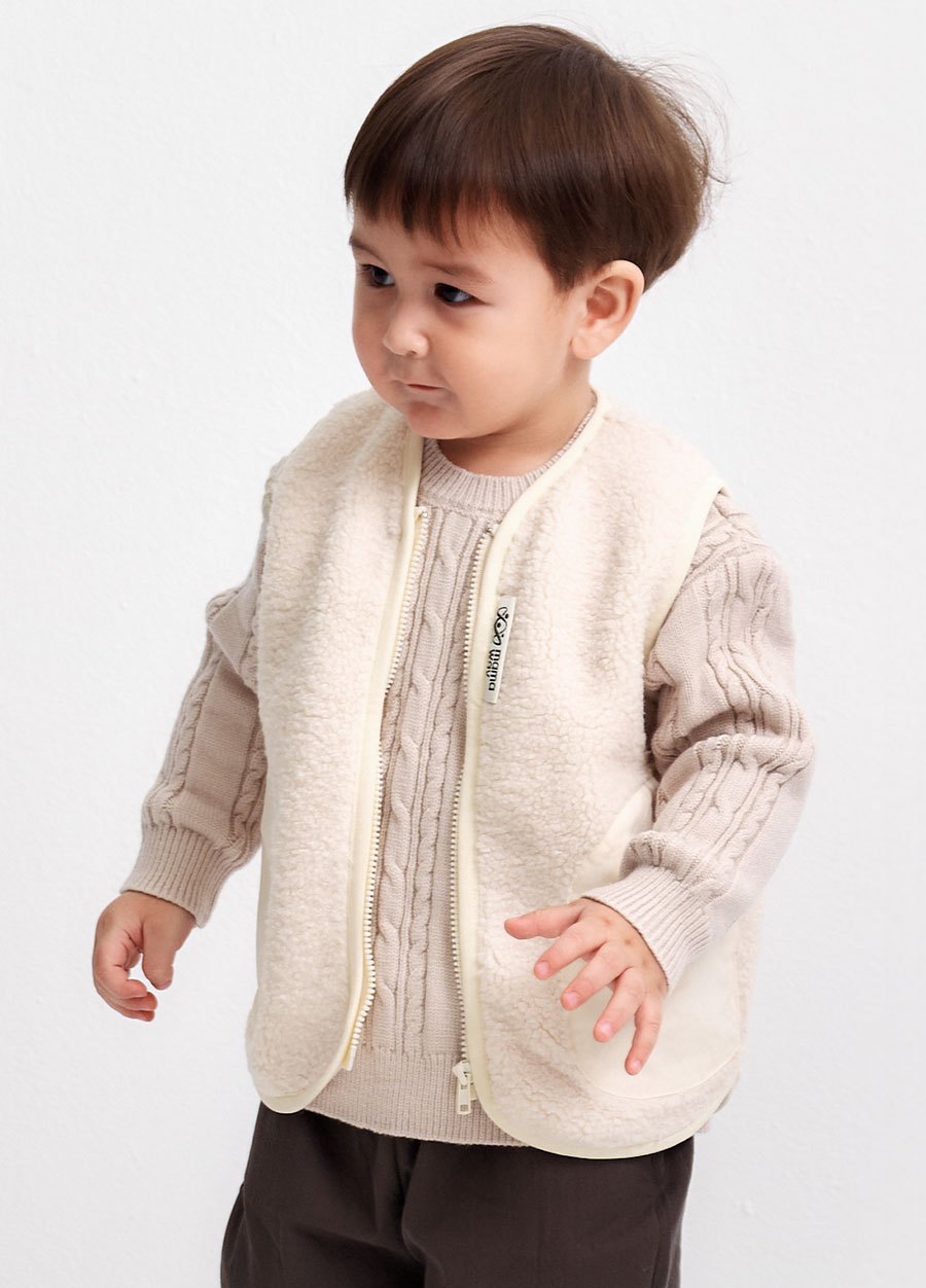 BABY刷毛拼接背心