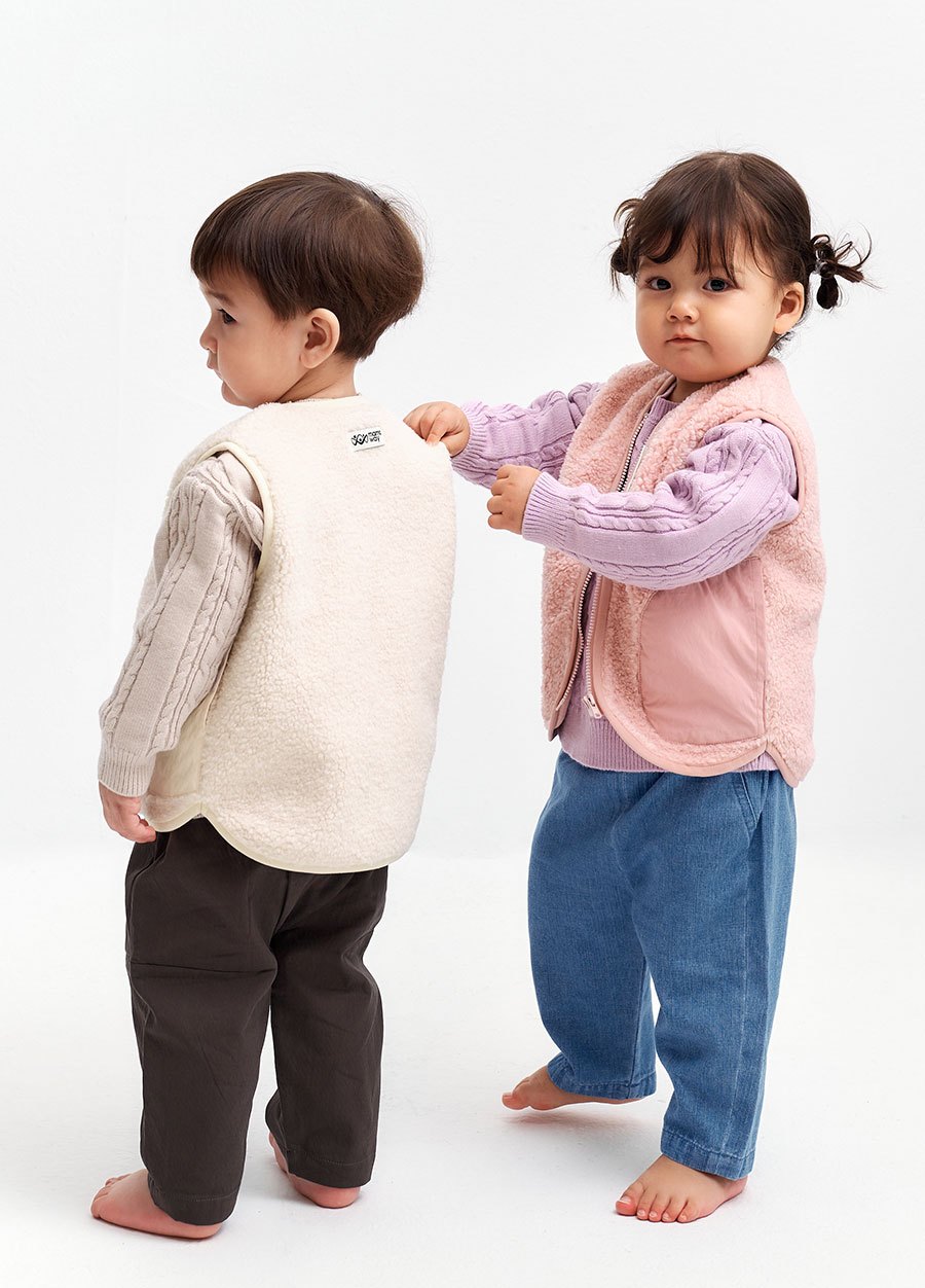 BABY刷毛拼接背心