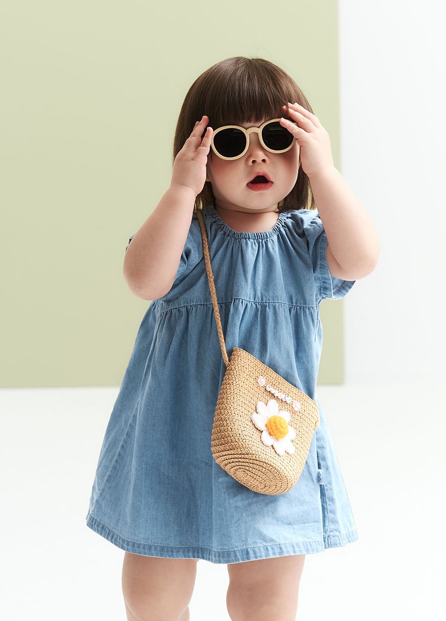 BABY牛仔荷葉袖洋裝