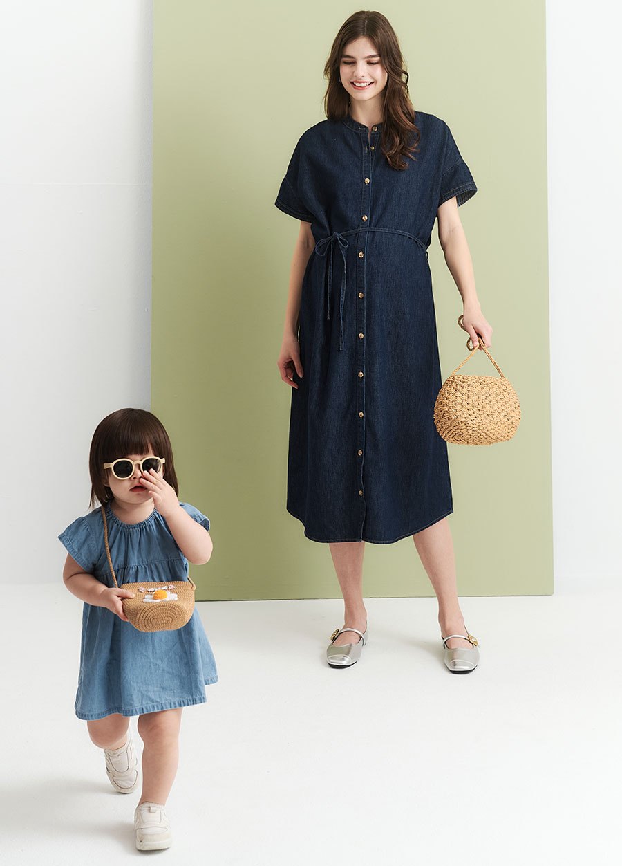 BABY牛仔荷葉袖洋裝